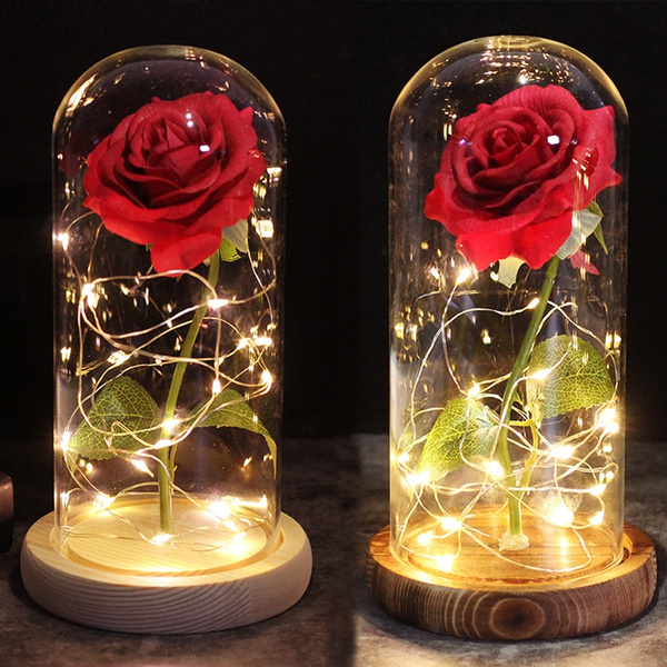Beautiful Eternal Rose Eternelle LED Light Rose In Glass Dome For Mother's  Birthday Valentines Day Gift | Wish