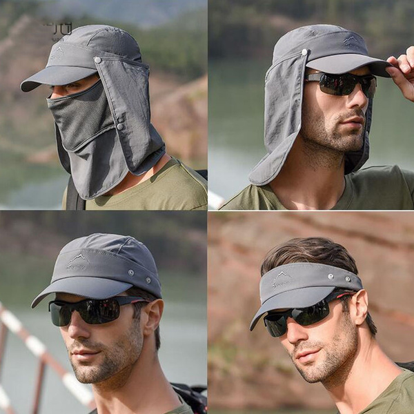 Outdoor Sport Hiking Visor Breathable Hat UV Protection Face Neck Cover Fishing  Sun Protect Cap Flap Hat Wide Brim Buckle