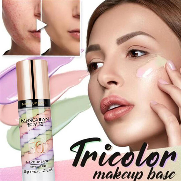 1PC 40ml Hot Sale Moisturizing Invisible Pore Oil Control Foundation Gel  Tricolor Makeup Base Isolation Face Primer Brightening Skin