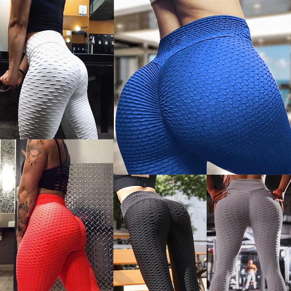 Women Solid Color Leggings Booty Yoga Pants Anti Cellulite Leggings High  Waisted Ruched Butt Lift Textured Scrunch Sport Pants Booty Tights