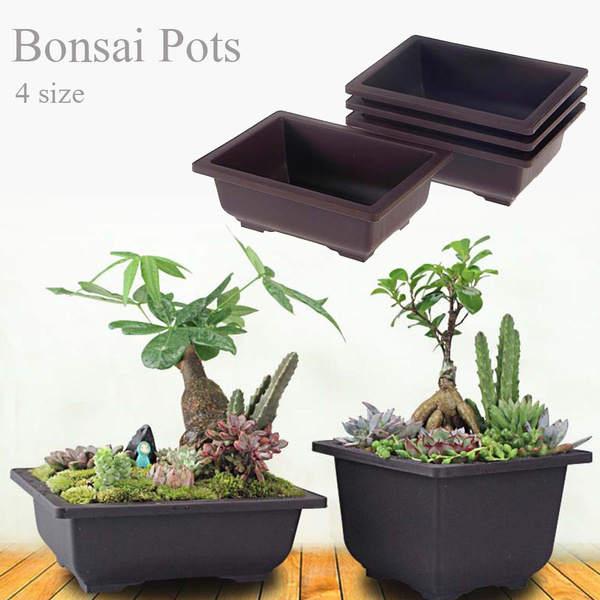 Plastic Flower Pot Balcony Square Basin Home Bonsai Plant Bowl Nursery Planter 