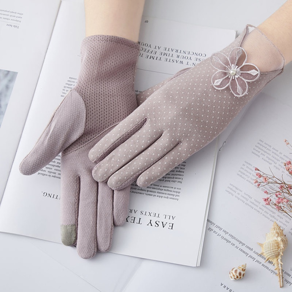 Women's Thin Summer Non-slip Touch Screen Short Cotton Pure UV Protection  Stretch Sun Protection Gloves