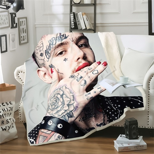 Details about  / 3D Sherpa Blanket Sofa Couch Quilt Cover Throw Fleece Velvet Rapper Lil Peep