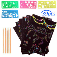 Magic Scratch Off Paper Sheets Art Craft Kit Rainbow Black Scratch Paper Art Set