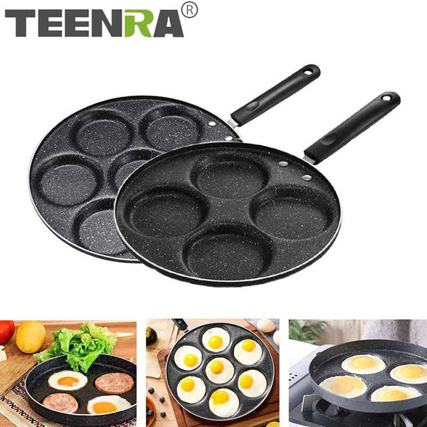 TEENRA Four-hole Frying Pot Thickened Omelet Pan Non-stick Egg