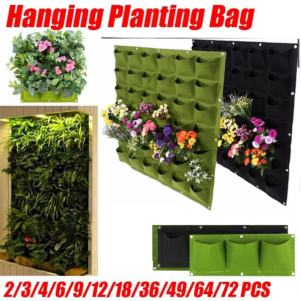 2~72 Pocket Wall Hanging Planting Bag Vertical Flower Grow Pouch Planter Garden