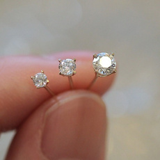 Sterling, Silver Earrings, DIAMOND, Jewelry