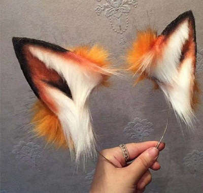 Cosplay Ear Golden Red Fox Ear Wolves and Cats Fox Ear Hair Hoop Headwear Cosplay Headmade Sexy Cosplay Props