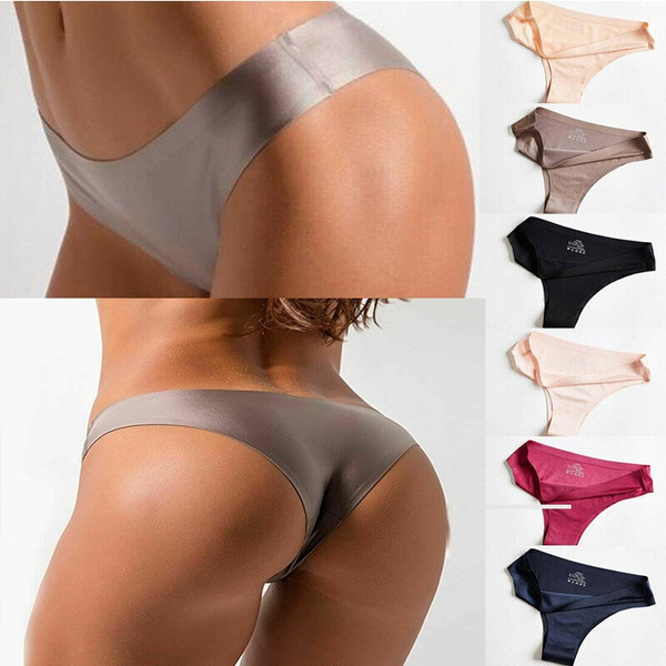 Women Ladies Seamless Ice Silk Panties Low Waist Briefs Nylon Ultra-thin  G-string Thongs Comfortable Underwear Panties Plus Size M-3XL