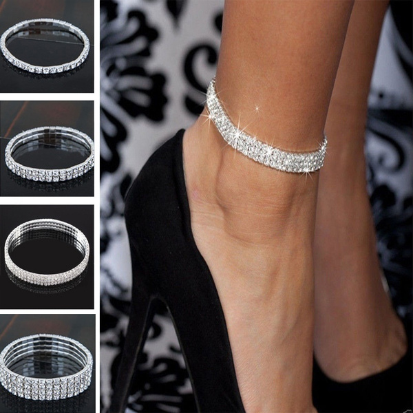 sterling silver diamond anklet