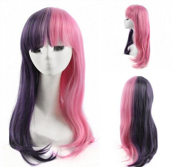 Melanie Martinez Cosplay Half Purple Half Pink Wig Long Straight Women Wigs Wish