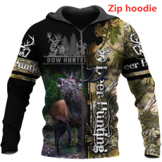 Fashion, Deer, zipper hoodie, womens clothes