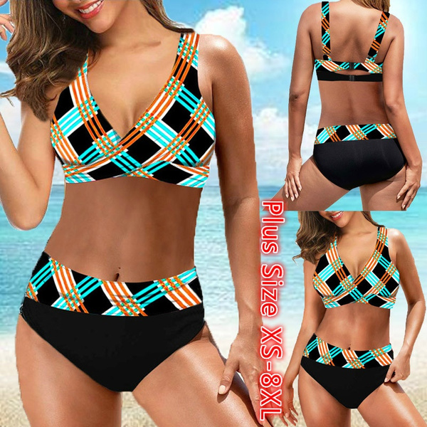 Women s Two Piece Bikini Printed Padded Tankini Set Swimwear