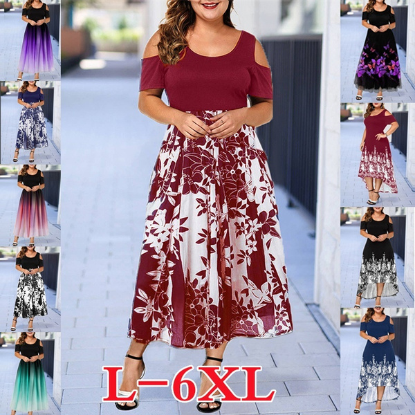 plus size cold shoulder gradient dress