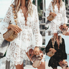 beachdresscoverup, Lace, Hollow-out, Summer