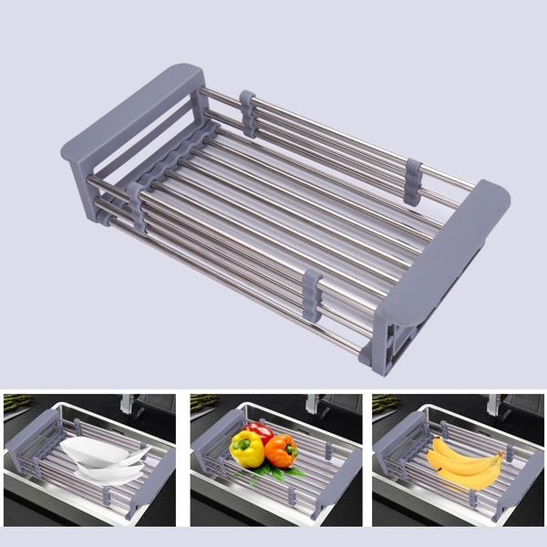 Adjustable Stainless Steel Kitchen Dish Drying Sink Rack Drain