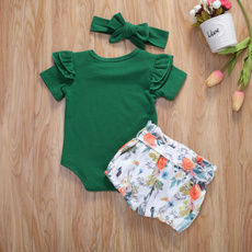 bowknot, kidssolidcolorromper, Fashion, girlthreepieceoutfit