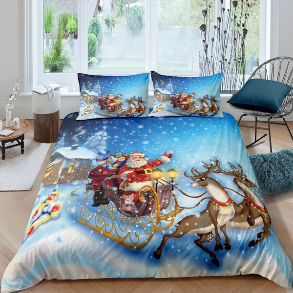 Kids Toddler Design Happy Snowman Cartoon Style Merry Christmas Theme Pale Blue White Ambesonne Winter Bedspread Queen Size Decorative Quilted 3 Piece Coverlet Set with 2 Pillow Shams