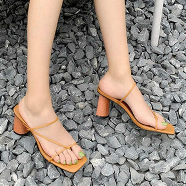 2020 Vrouwen Zomer Sandalen Hoge Hak Sandalen Slippers Slip Op Open Teen  Sandalen Casual Outdoor Slippers Smalle Band Slides | Wish