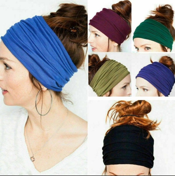 Women Yoga Sports Gym Wide Headband Elastic Boho Hair Band Head Wrap Wristband