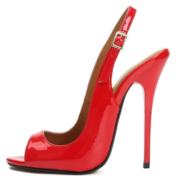 2020 Grote Maat Zomer Hakken Sandaal Vrouwen Schoenen Hoge Hakken Sandalen  Vrouwen Peep Toe Back Strap Sexy Zwart Rood Wedding Party Schoenen Dame |  Wish