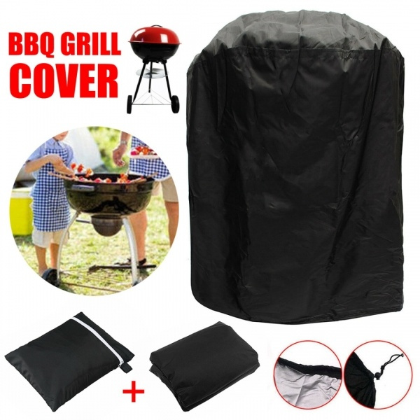 Round Kettle BBQ Grill Barbecue Cover Garden Patio UV Resistant Waterproof Black 