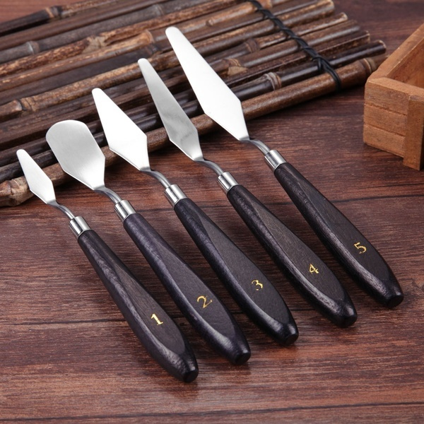 5 Pcs Stainless Palette Knife Scraper Spatula Set for Artist Oil Painting Knives