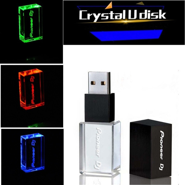 USB Flash Drive 8GB-128GB Custom Pioneer Dj Premium Led Light Crystal Usb  2.0 Memory Stick/Pendrive(red.blue.green)