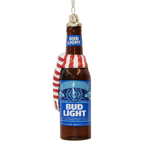 Bud Light Beer Can Glass Ornament
