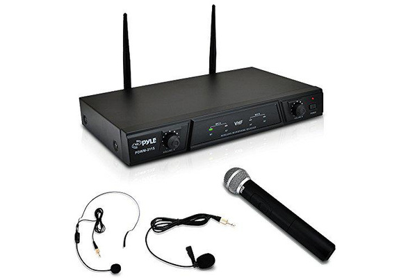 Dual Channel Wireless Microphone System Portable VHF Audio Mic