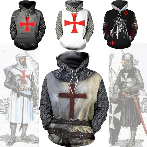 3D All Over Printed Knight Templar Pullover Hoodie with Front