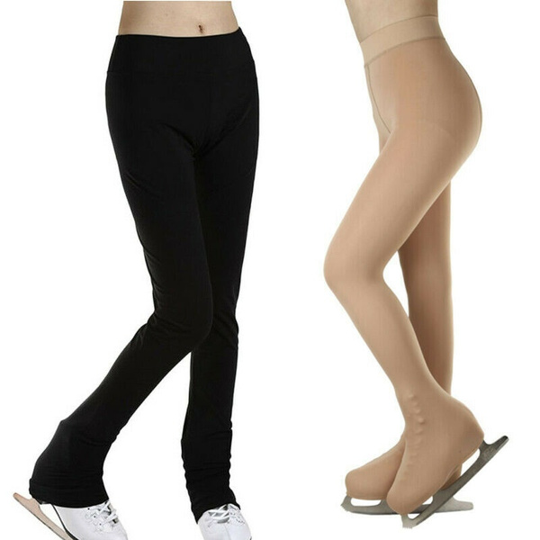MyNvy Figure Skating Pants Ice Skating Pants Women Girls Footless Figure  Skating Over The Boot Tights, Ladies Figure Skating Performance Tights  Compression Skate Pants (Color : White, Size : 160cm) : 
