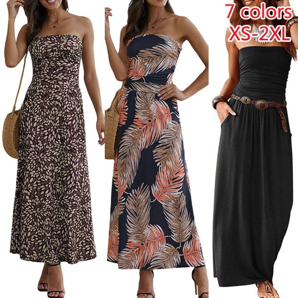 strapless long summer dresses