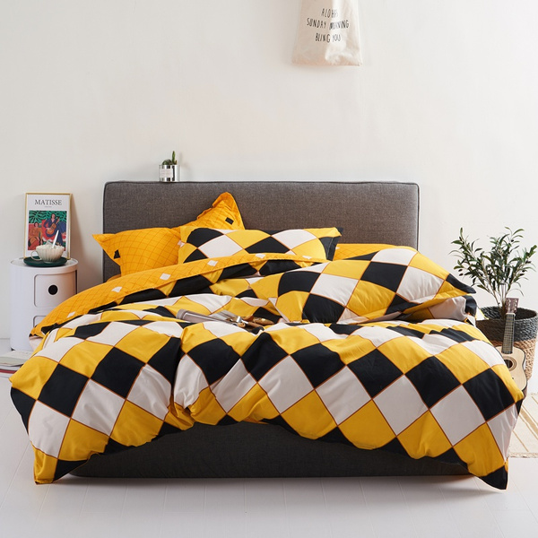 black and yellow bedspread