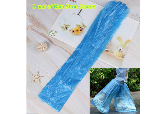 5Pair Disposable waterproof thick plastic rain shoe covers anti-slip YEHN 