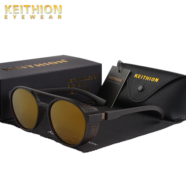 Vintage Steampunk Polarized Sunglasses Fashion Round Mirrors Retro Pilot Eyewear 
