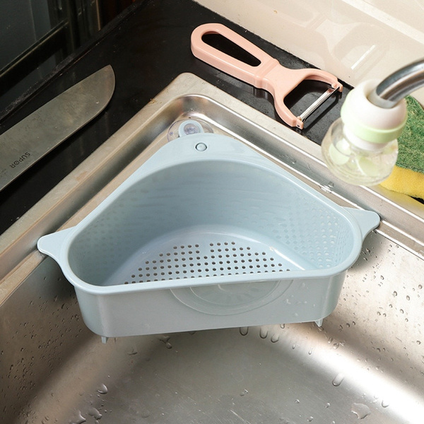 Triangle Shape Drain Rack Kitchen Sink Storage Rack Suction Cup Washing Bowl Sponge Holder Bathroom Corner Kitchen Organizer Wish