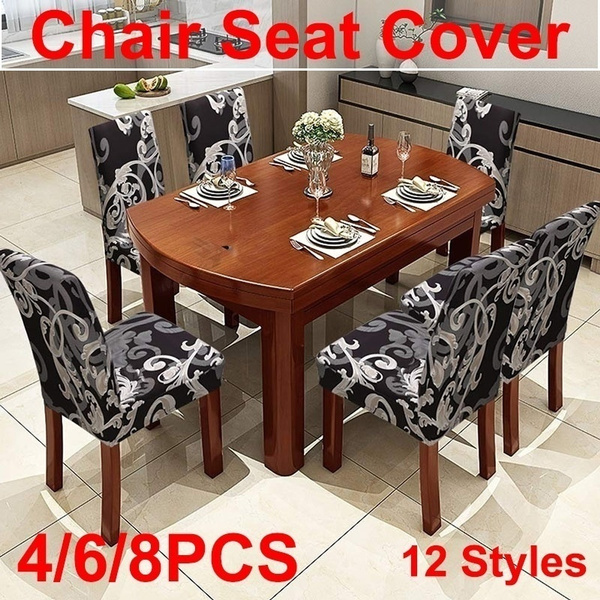 4 6 8pcs Chair Seat Covers Washable Recliner Cover Set For Hotel Dining Room Wedding Party Wish - Dining Room Chair Seat Covers Set Of 6