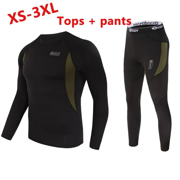 Mens Thermal Fleece Base Layer Kits Warm Sports Underwear Road Bike Mtb