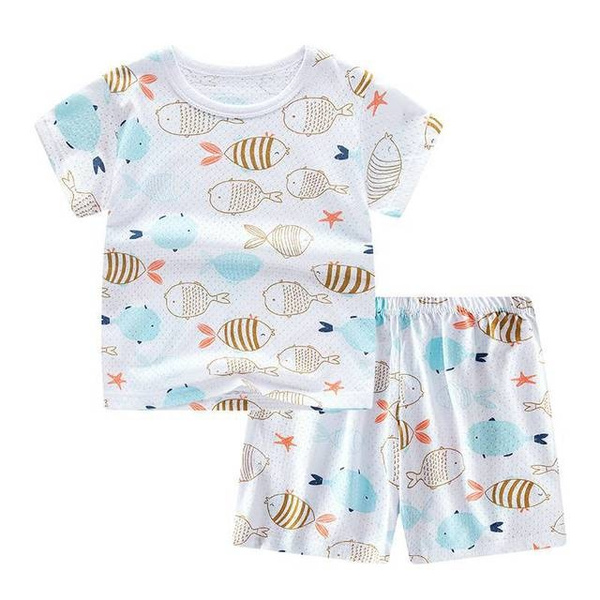 Kids Summer Pajamas Children Short Sleeve Sleepwear Baby Pajamas