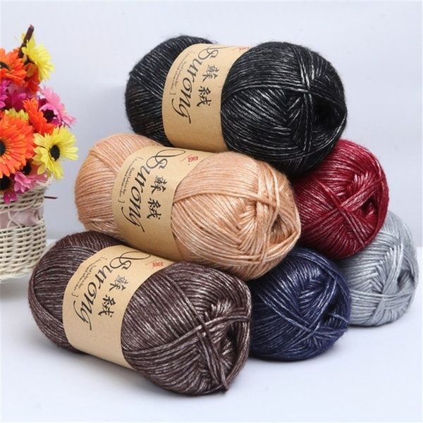 100g/ball 325m Silk Cotton Knitting Yarn Thick Wool Thread Yarn for ...