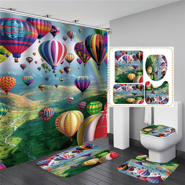 Hot Air Balloon Group Shower Curtain, Hot Air Balloon Shower Curtain
