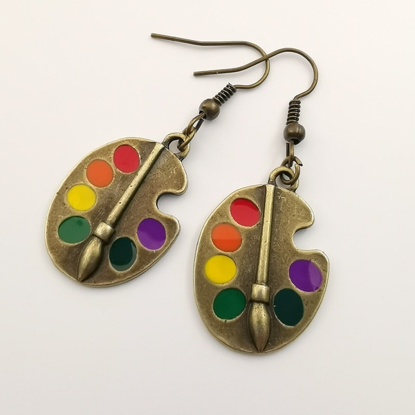 art earrings 1 pair of Artist Paint Palette Paint Brush Earrings Girl  Dangle Drop Earrings - Walmart.com