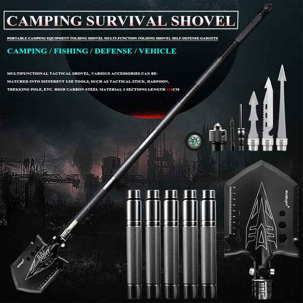 5 Knots Tactical Military Folding Shovel Survival Camping Multi-tool with Pocket 