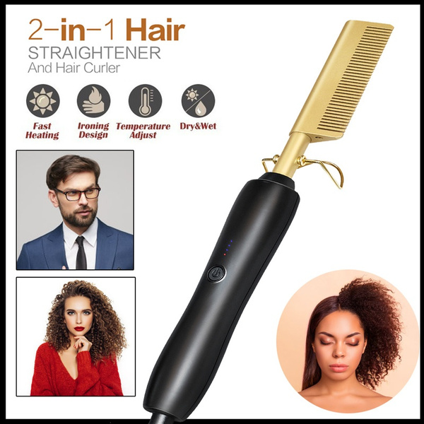 Titanium Alloy Hair Curler Hair Straightener 2 in 1 Twist Hair Curling & Straightening Iron Wet and Dry Hair Use Comb | Wish Titanium Alloy Hair Curler Hair Straightener 2 in 1 Twist Hair Curling & Straightening Iron Wet and Dry Hair Use Comb | Wish