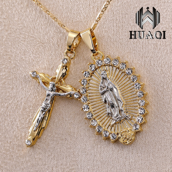 diamond virgin mary necklace