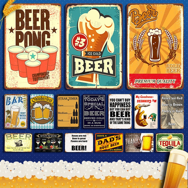 "Beer Pong" Vintage Metal Tin Signs Retro Bar Pub Club Man Cave Wall ...
