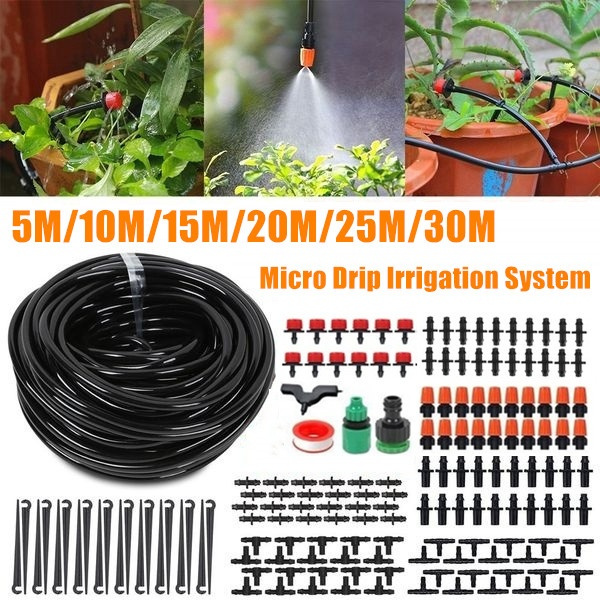 30M DIY Micro Drip Irrigation Kit System Hose Drippers Garden Plant Waterin 