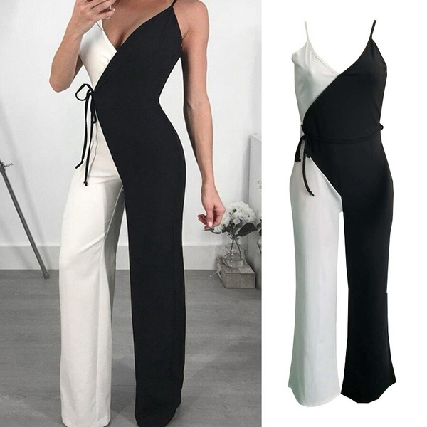 Black and hot sale white dressy jumpsuits