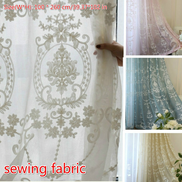 Lace Embroidered Tulle Curtain Fabric Window Sheer Voile Drape Semi-finished DIY 